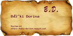 Béki Dorina névjegykártya
